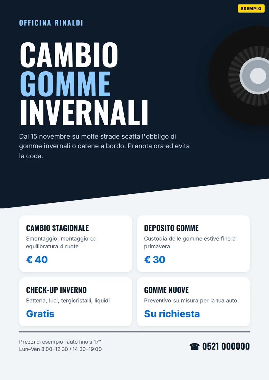Esempio: volantino per autofficina